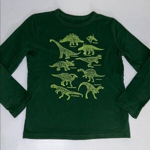 Gap Boy’s Green Dinosaur Graphic Long Sleeve Shirt Size S